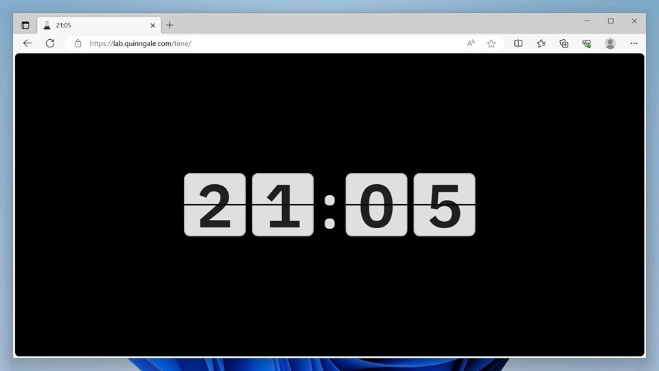 A screenshot of the split-flap time display